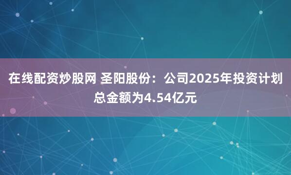 在线配资炒股网 圣阳股份：公司2025年投资计划总金额为4.54亿元